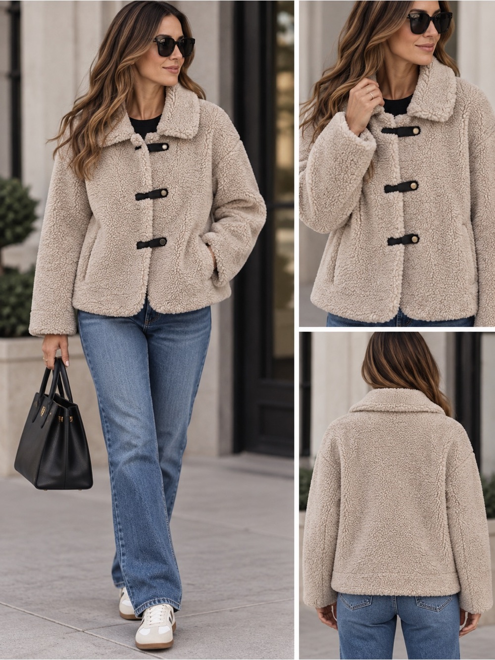 Zara Beige Teddy Sherpa Toggle Jacket Size XL Cozy Fall Winter Coat